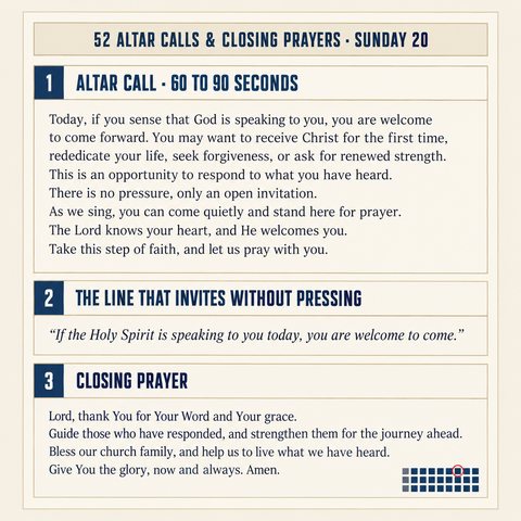 An altar call and closing prayer page