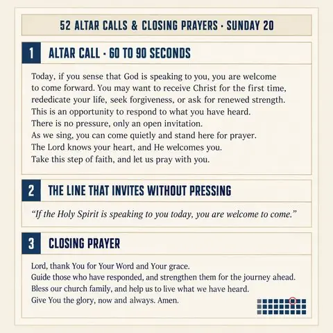 An altar call and closing prayer page